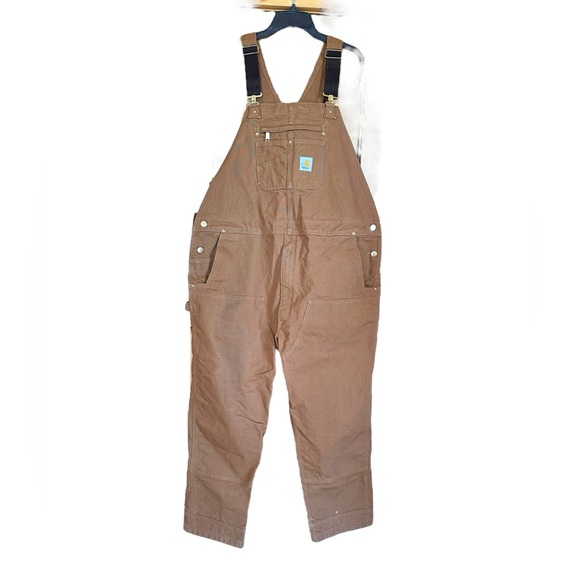 Carhartt Men’s 50x30 102776-211 Relaxed Duck Bib Overalls Double Knees Tan Work
